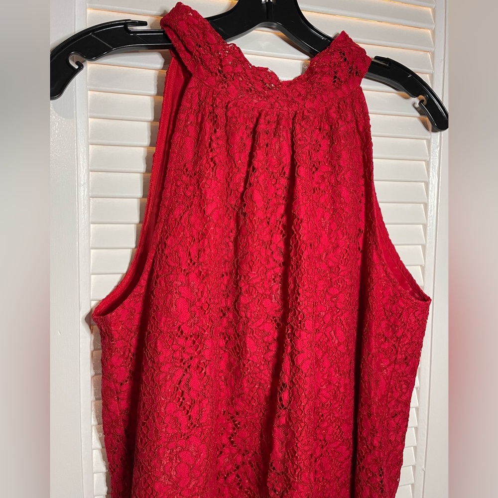 J.Crew Tie Neck Top In Lace AG853 holiday red size S